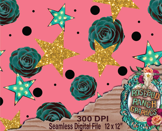 Glitter stars seamless pattern